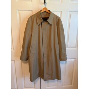 Botany 500 Mens Trench Coat Tan Khaki Zip Out Faux Fur Liner Made in USA 44S
